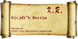 Kirják Rozita névjegykártya